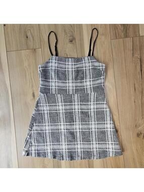 Urban Outfitters White and grey plaid mini twill dress Medium